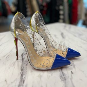 Authentic Christian Louboutin Snakeskin Patent Leather Pumps Size 38.5